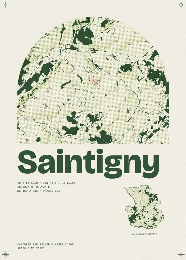 Affiche de Saintigny, calculée par 123-fr d'après l'IGN