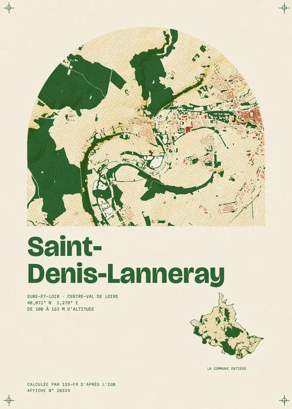 Affiche de Saint-Denis-Lanneray, calculée par 123-fr d'après l'IGN