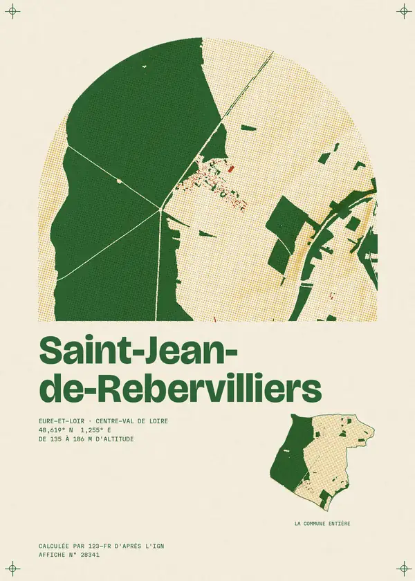 Affiche de Saint-Jean-de-Rebervilliers, calculée par 123-fr d'après l'IGN