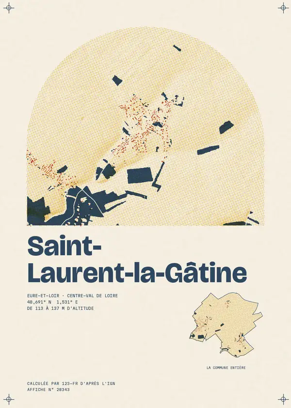 Affiche de Saint-Laurent-la-Gâtine, calculée par 123-fr d'après l'IGN