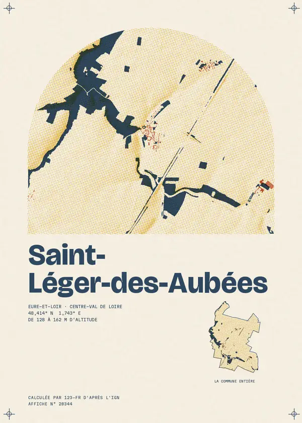 Affiche de Saint-Léger-des-Aubées, calculée par 123-fr d'après l'IGN