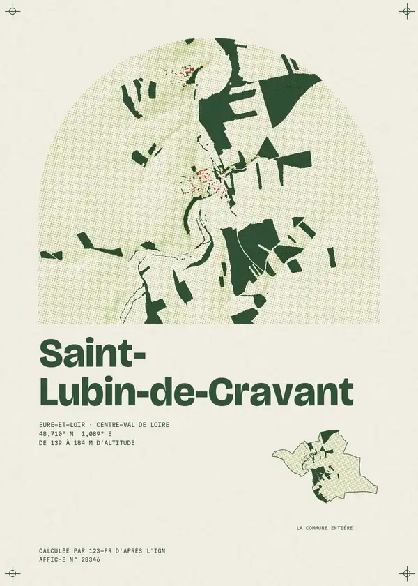 Affiche de Saint-Lubin-de-Cravant, calculée par 123-fr d'après l'IGN