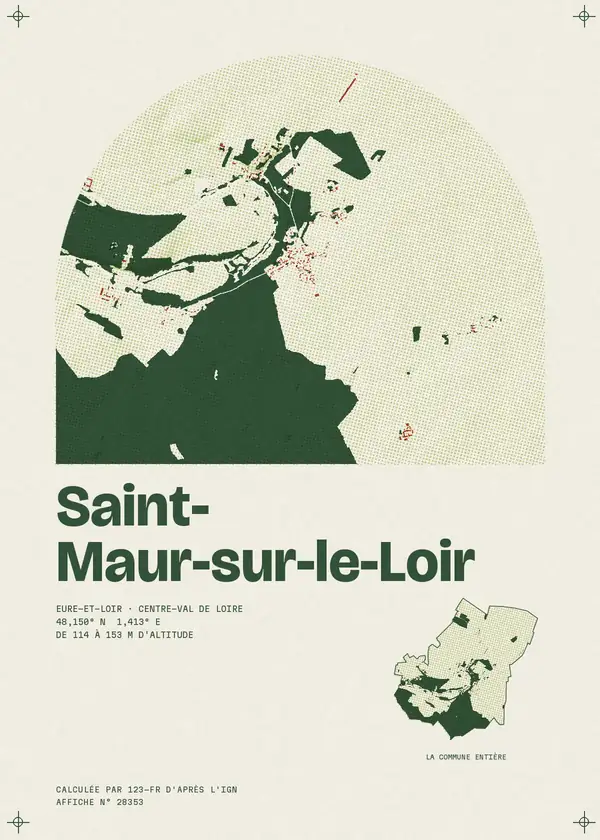 Affiche de Saint-Maur-sur-le-Loir, calculée par 123-fr d'après l'IGN