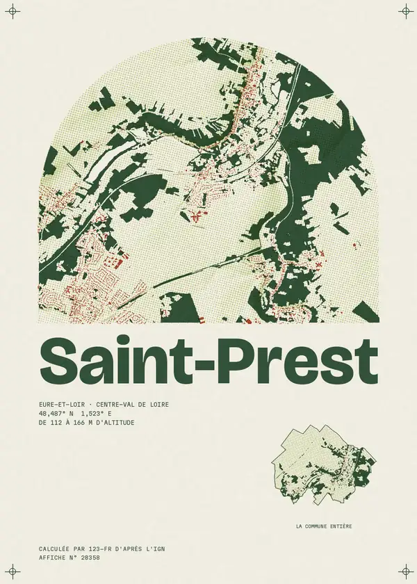 Affiche de Saint-Prest, calculée par 123-fr d'après l'IGN