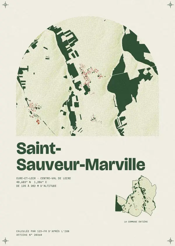 Affiche de Saint-Sauveur-Marville, calculée par 123-fr d'après l'IGN