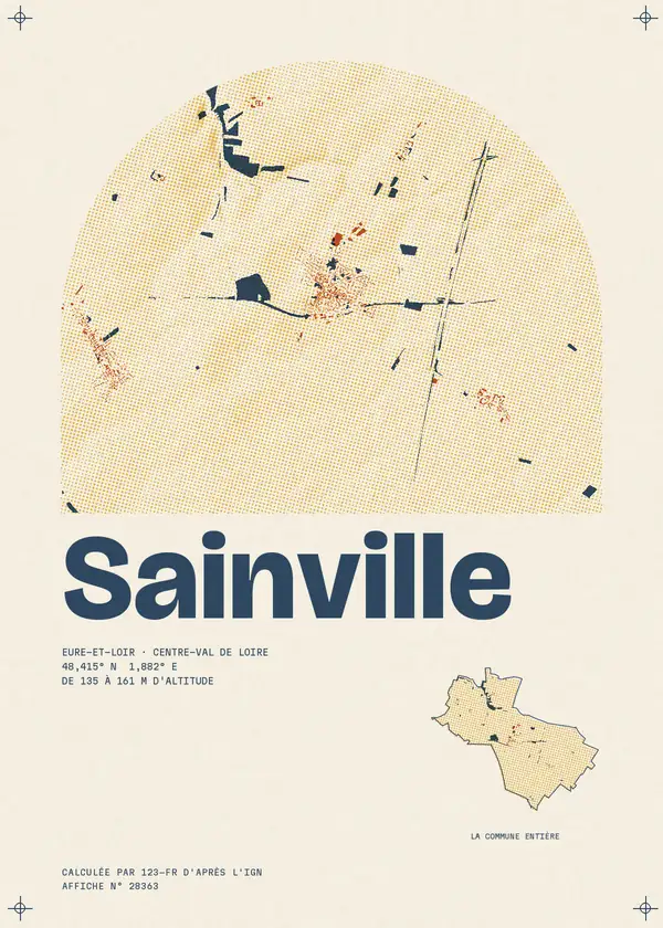 Affiche de Sainville, calculée par 123-fr d'après l'IGN