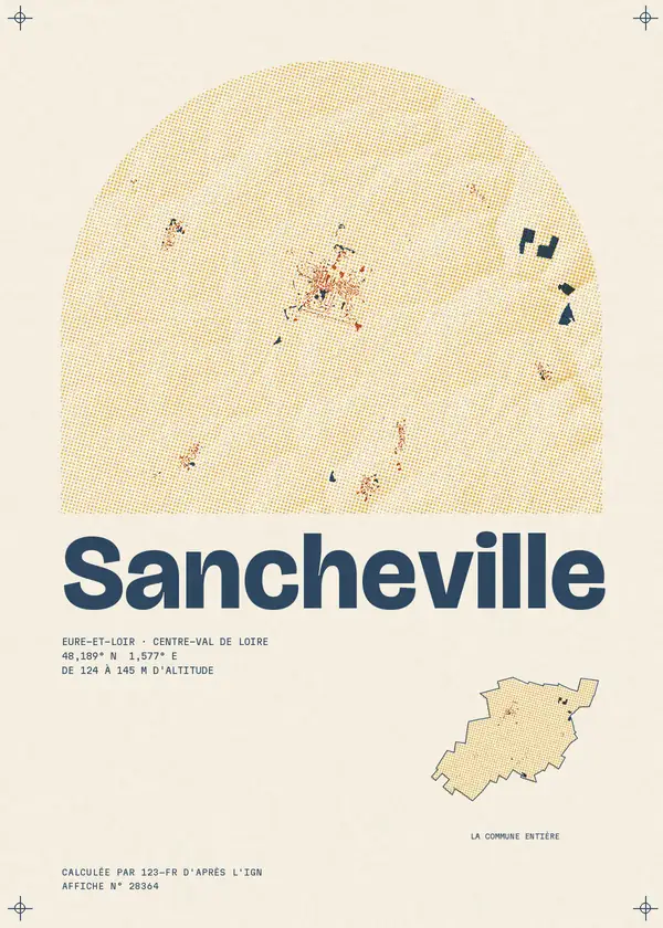 Affiche de Sancheville, calculée par 123-fr d'après l'IGN