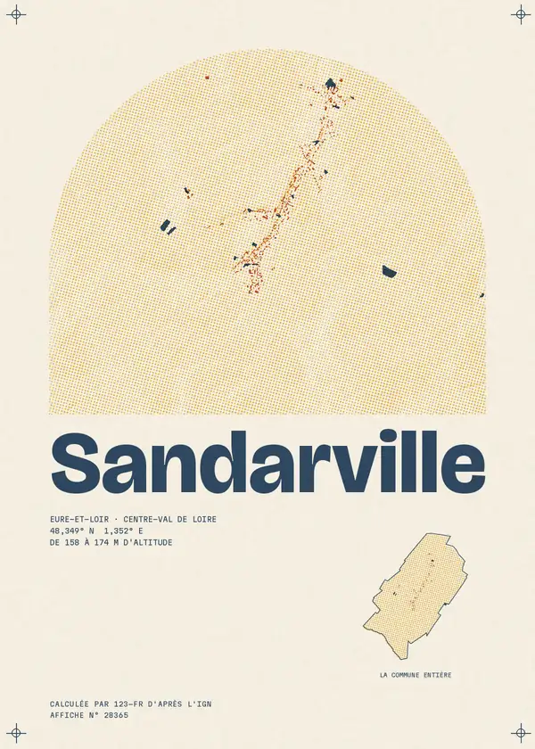 Affiche de Sandarville, calculée par 123-fr d'après l'IGN