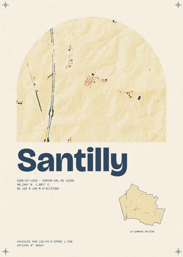 Affiche de Santilly, calculée par 123-fr d'après l'IGN