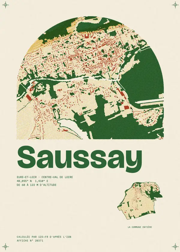 Affiche de Saussay, calculée par 123-fr d'après l'IGN