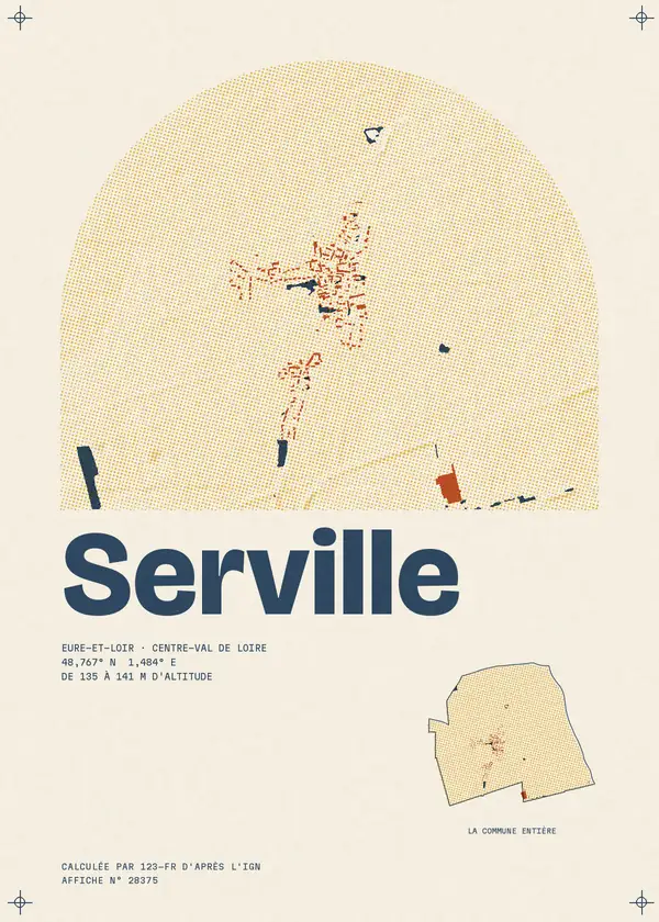 Affiche de Serville, calculée par 123-fr d'après l'IGN