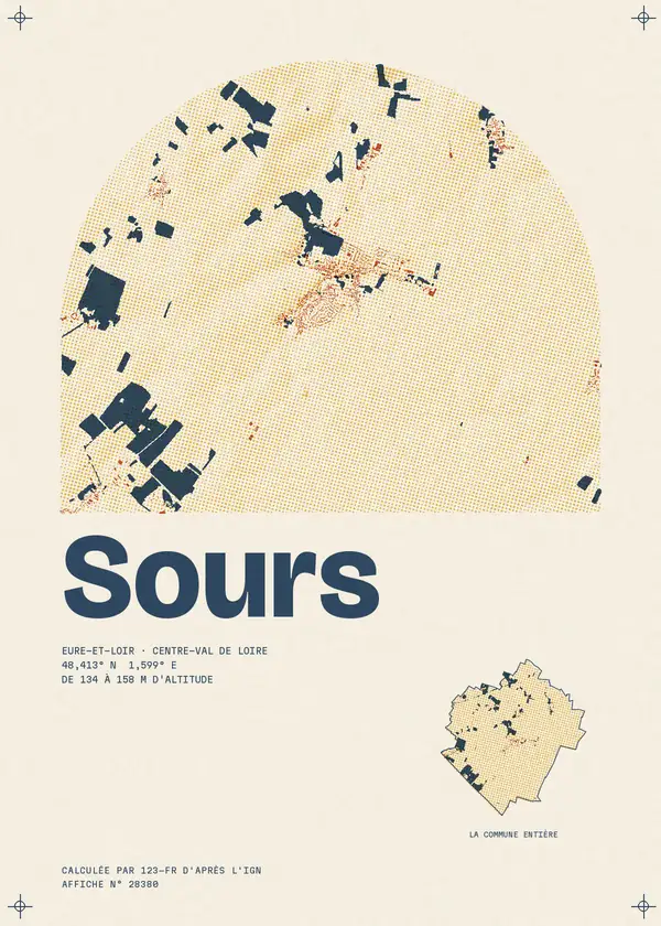 Affiche de Sours, calculée par 123-fr d'après l'IGN