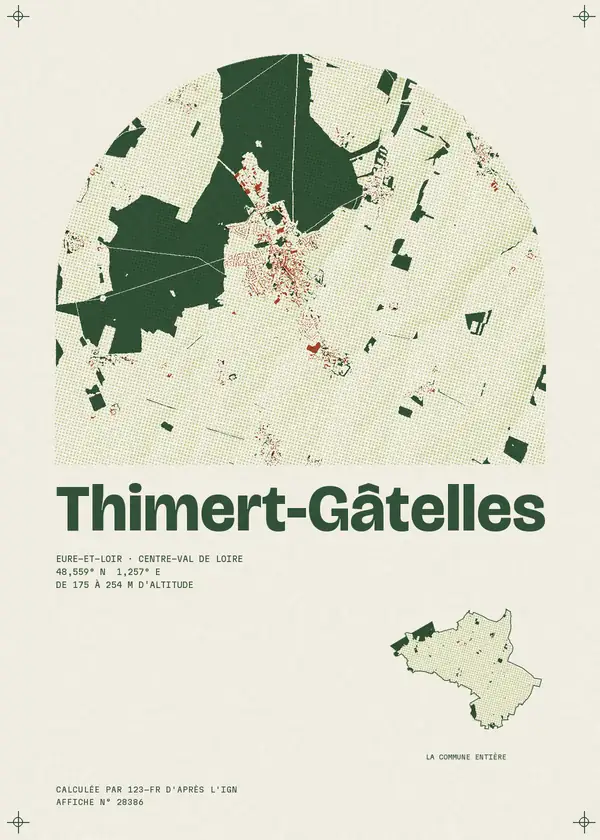 Affiche de Thimert-Gâtelles, calculée par 123-fr d'après l'IGN