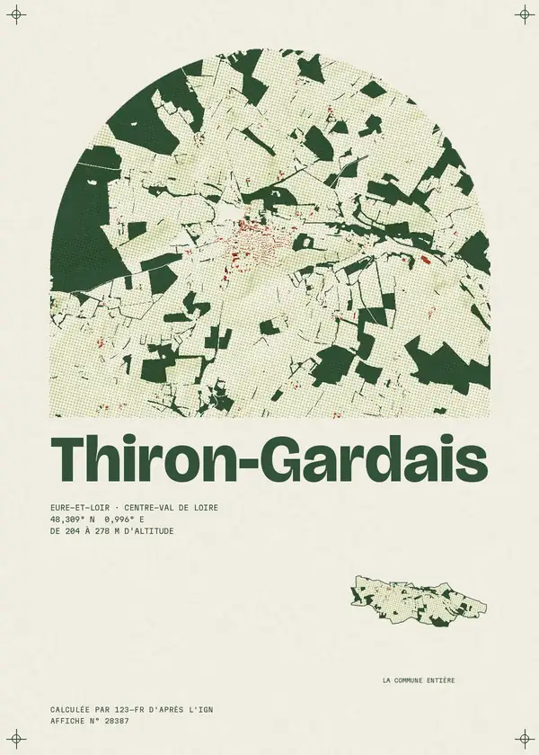 Affiche de Thiron-Gardais, calculée par 123-fr d'après l'IGN