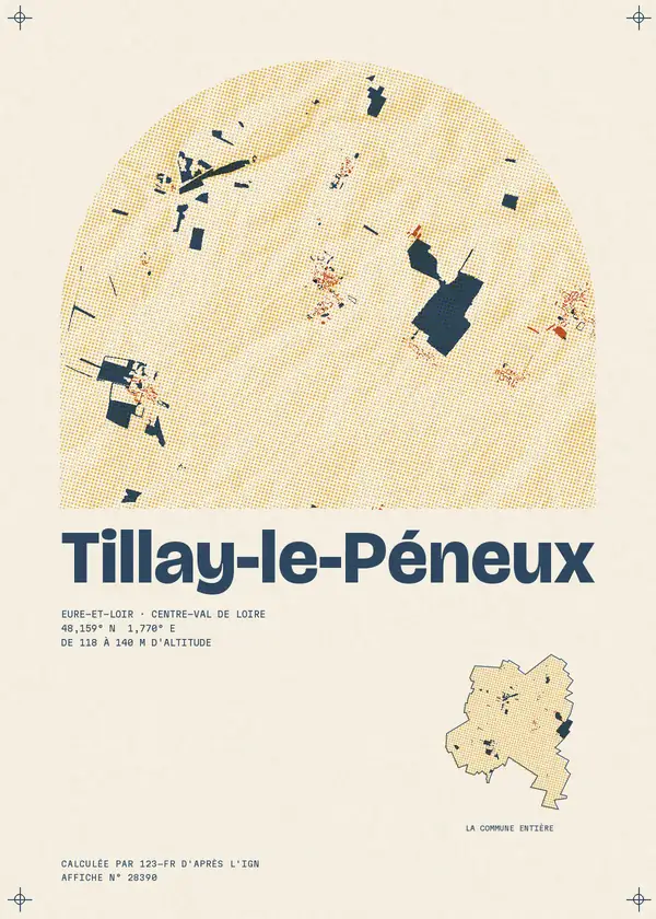 Affiche de Tillay-le-Péneux, calculée par 123-fr d'après l'IGN