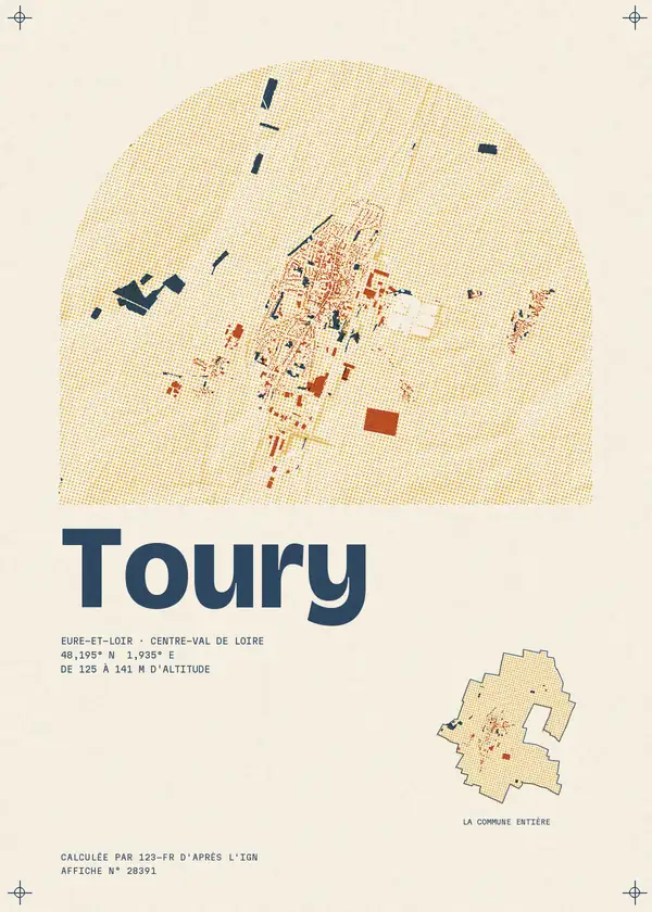 Affiche de Toury, calculée par 123-fr d'après l'IGN