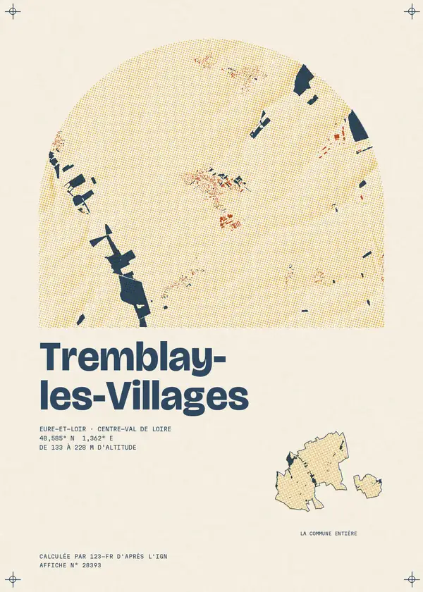 Affiche de Tremblay-les-Villages, calculée par 123-fr d'après l'IGN