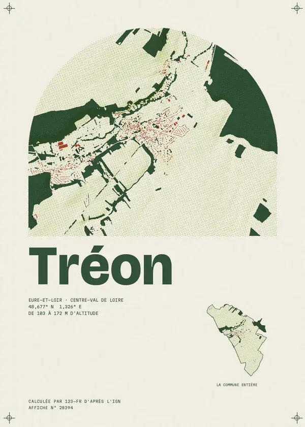 Affiche de Tréon, calculée par 123-fr d'après l'IGN