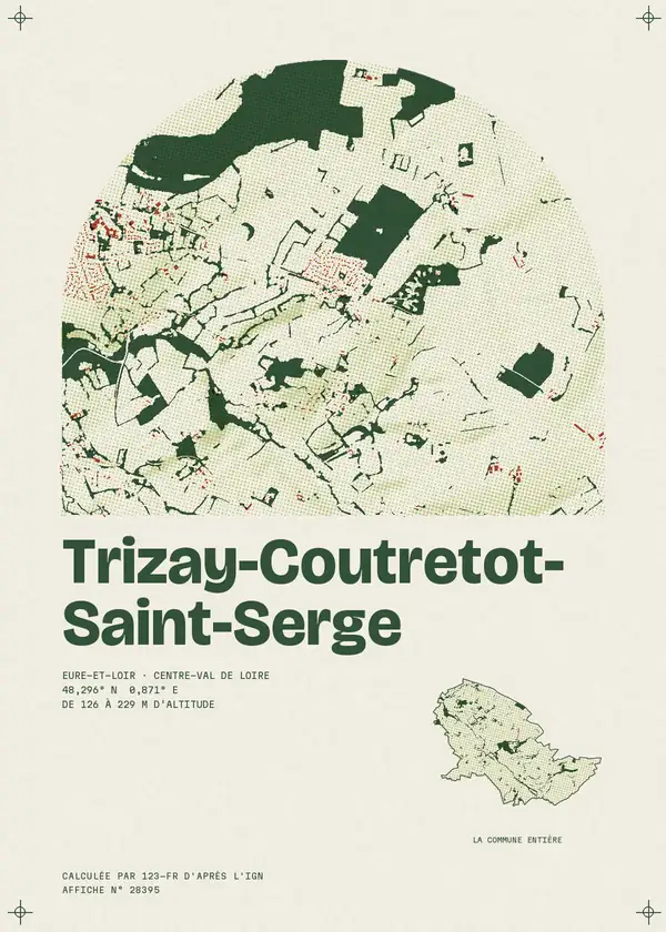 Affiche de Trizay-Coutretot-Saint-Serge, calculée par 123-fr d'après l'IGN