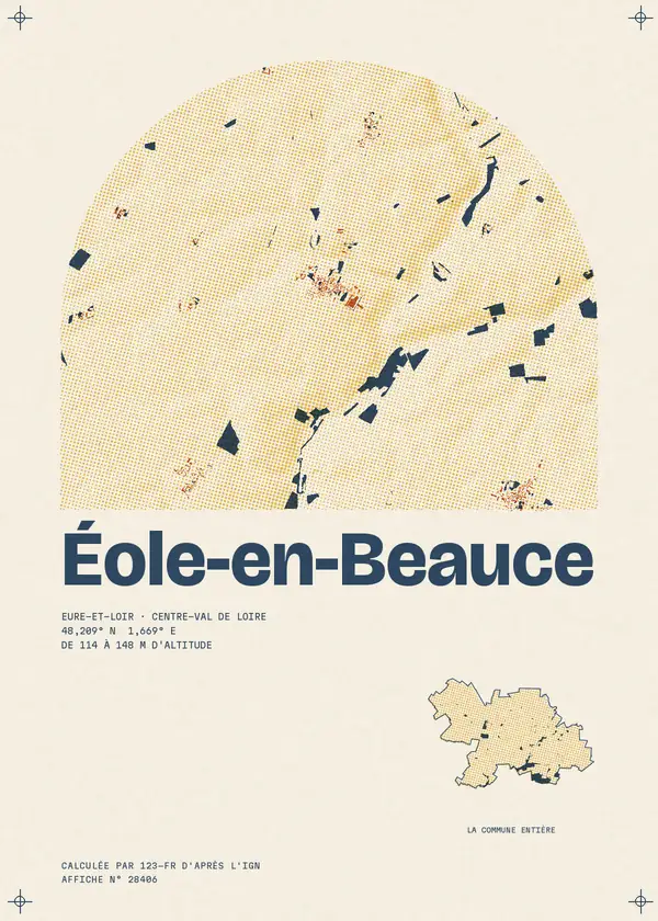 Affiche de Éole-en-Beauce, calculée par 123-fr d'après l'IGN