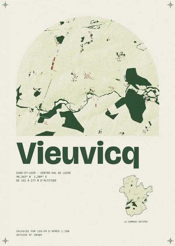 Affiche de Vieuvicq, calculée par 123-fr d'après l'IGN