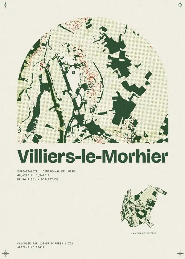 Affiche de Villiers-le-Morhier, calculée par 123-fr d'après l'IGN