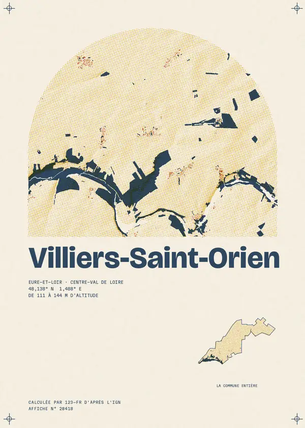 Affiche de Villiers-Saint-Orien, calculée d'après l'IGN