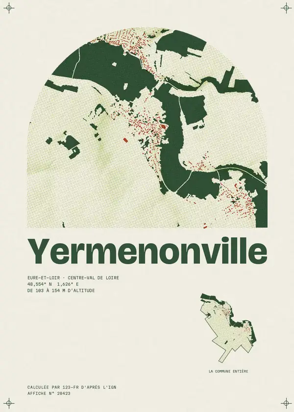 Affiche de Yermenonville, calculée par 123-fr d'après l'IGN