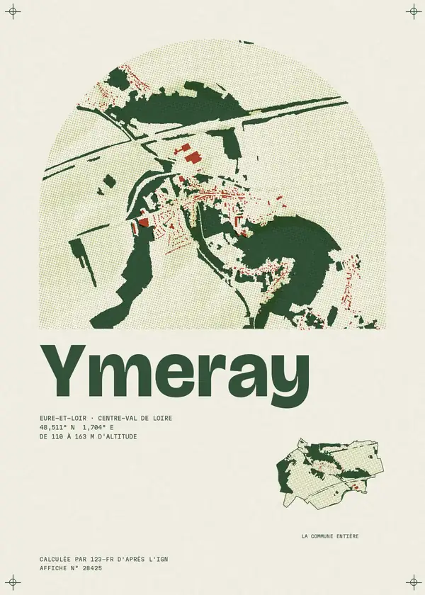 Affiche de Ymeray, calculée par 123-fr d'après l'IGN