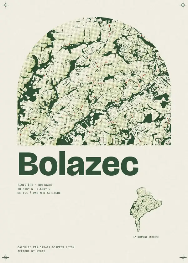 Affiche de Bolazec, calculée par 123-fr d'après l'IGN