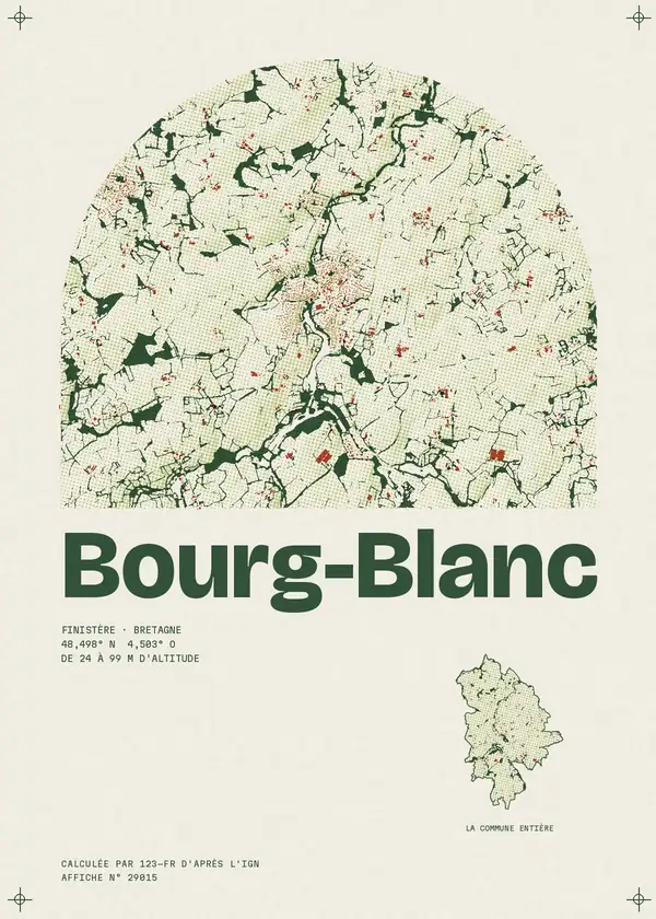 Affiche de Bourg-Blanc, calculée par 123-fr d'après l'IGN