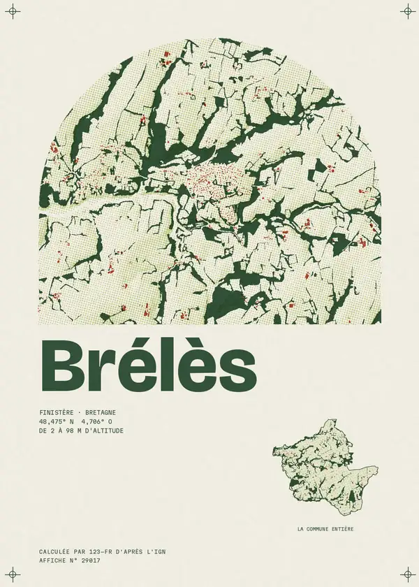 Affiche de Brélès, calculée par 123-fr d'après l'IGN