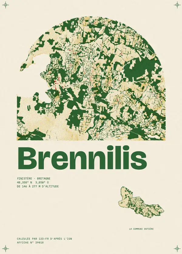 Affiche de Brennilis, calculée par 123-fr d'après l'IGN
