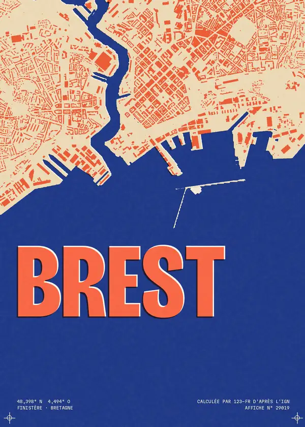Affiche de Brest, calculée par 123-fr d'après l'IGN