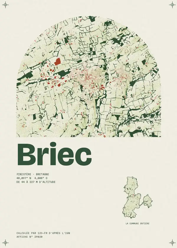 Affiche de Briec, calculée par 123-fr d'après l'IGN