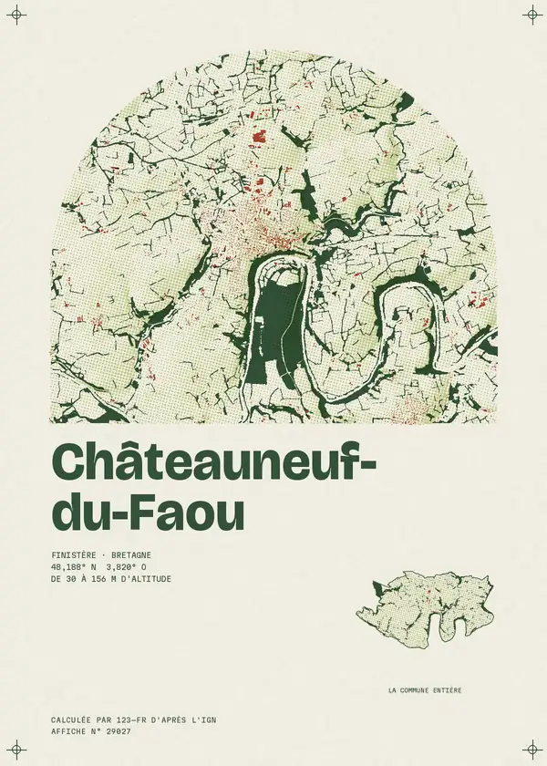 Affiche de Châteauneuf-du-Faou, calculée par 123-fr d'après l'IGN