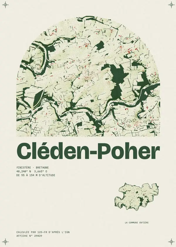 Affiche de Cléden-Poher, calculée par 123-fr d'après l'IGN