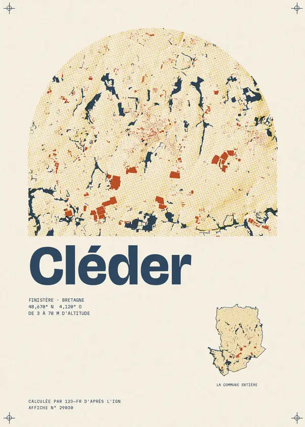 Affiche de Cléder, calculée par 123-fr d'après l'IGN