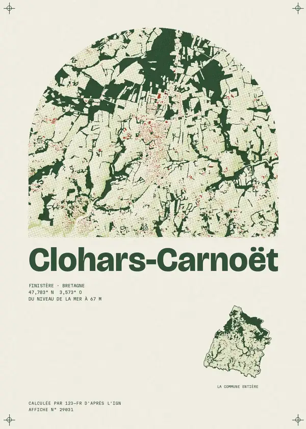 Affiche de Clohars-Carnoët, calculée par 123-fr d'après l'IGN