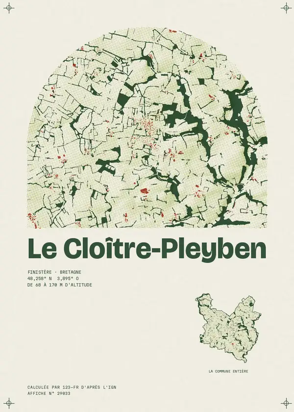 Affiche de Le Cloître-Pleyben, calculée par 123-fr d'après l'IGN