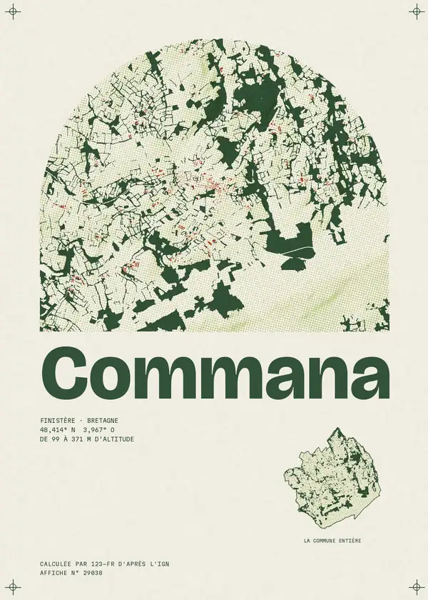 Affiche de Commana, calculée par 123-fr d'après l'IGN
