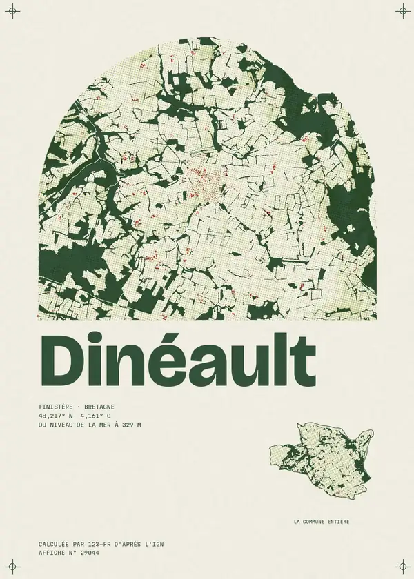 Affiche de Dinéault, calculée par 123-fr d'après l'IGN