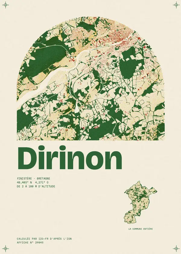 Affiche de Dirinon, calculée par 123-fr d'après l'IGN