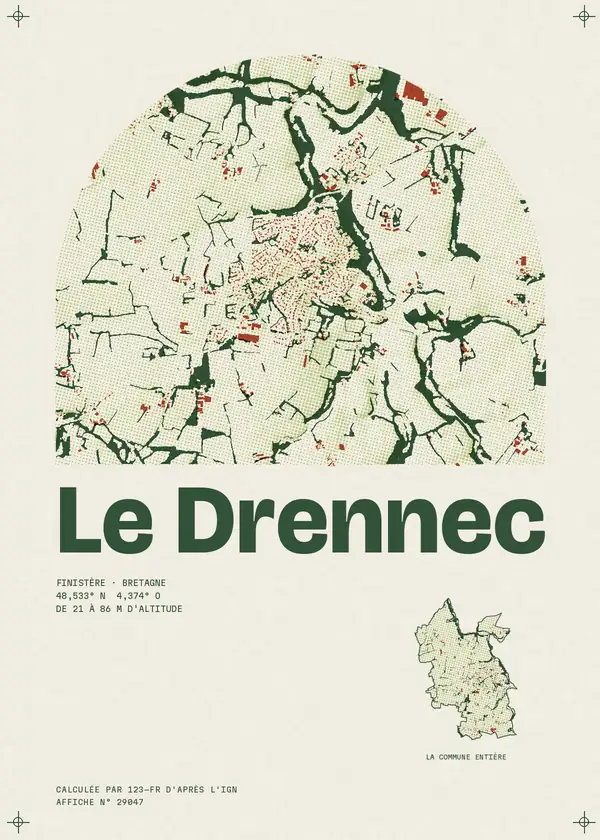 Affiche de Le Drennec, calculée par 123-fr d'après l'IGN