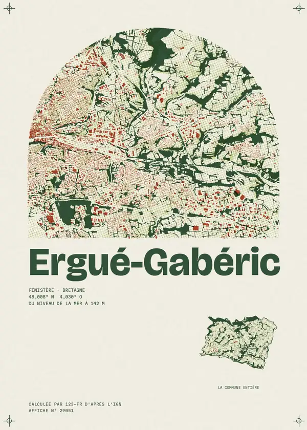 Affiche de Ergué-Gabéric, calculée par 123-fr d'après l'IGN