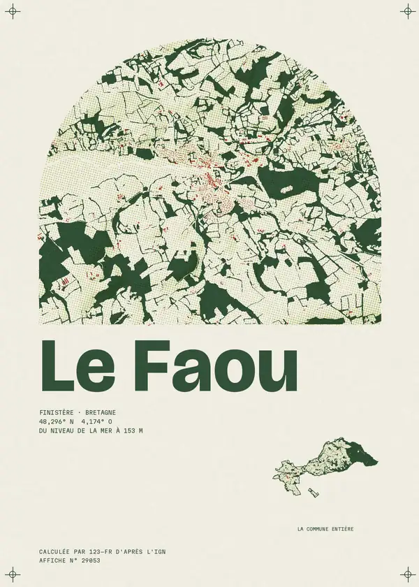 Affiche de Le Faou, calculée par 123-fr d'après l'IGN