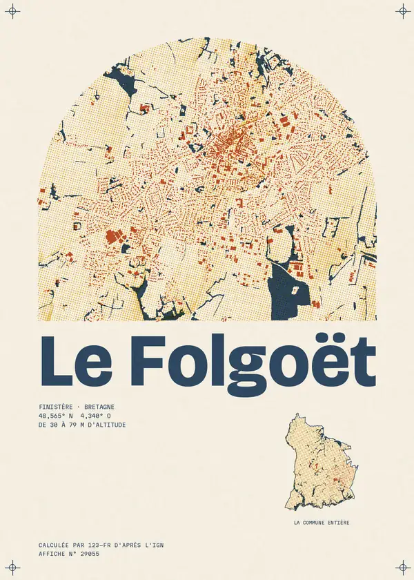 Affiche de Le Folgoët, calculée par 123-fr d'après l'IGN