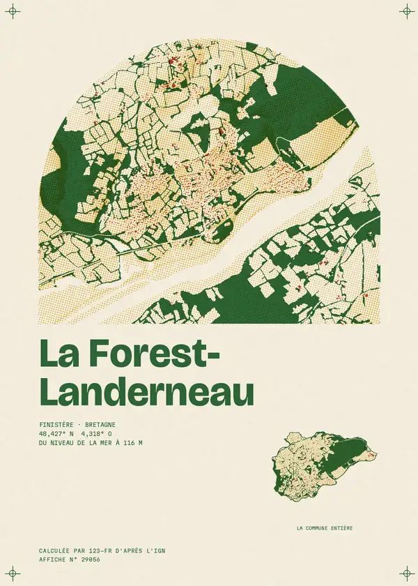 Affiche de La Forest-Landerneau, calculée par 123-fr d'après l'IGN