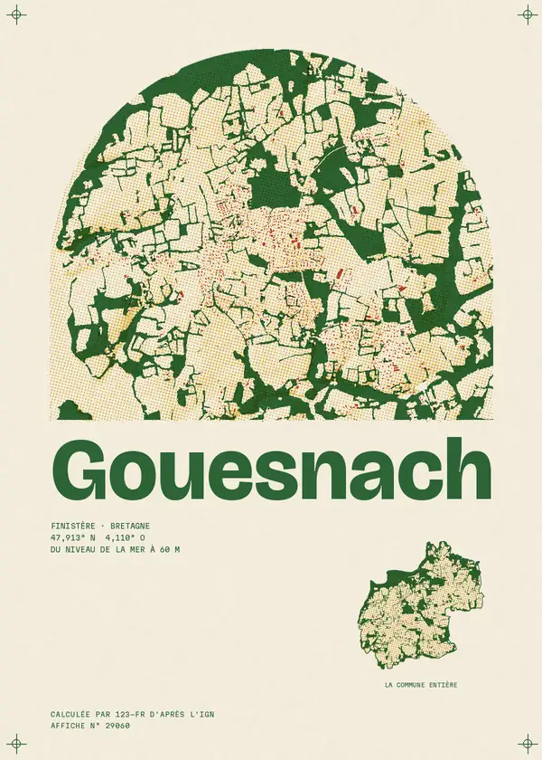 Affiche de Gouesnach, calculée par 123-fr d'après l'IGN