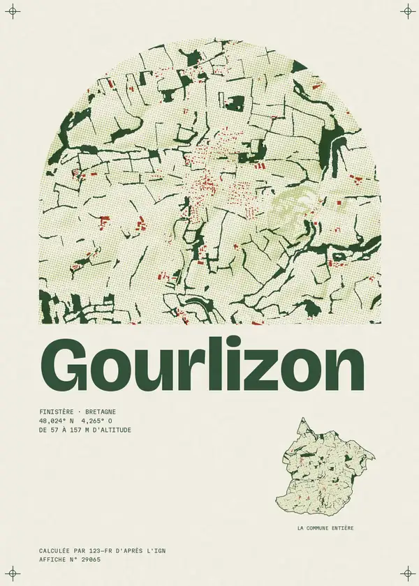 Affiche de Gourlizon, calculée par 123-fr d'après l'IGN
